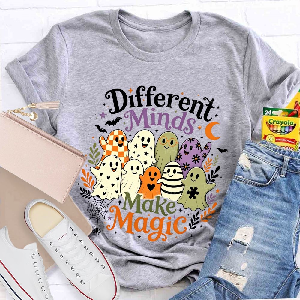 Different Minds Make Magic Ghost Halloween Special Education Teacher T-shirt