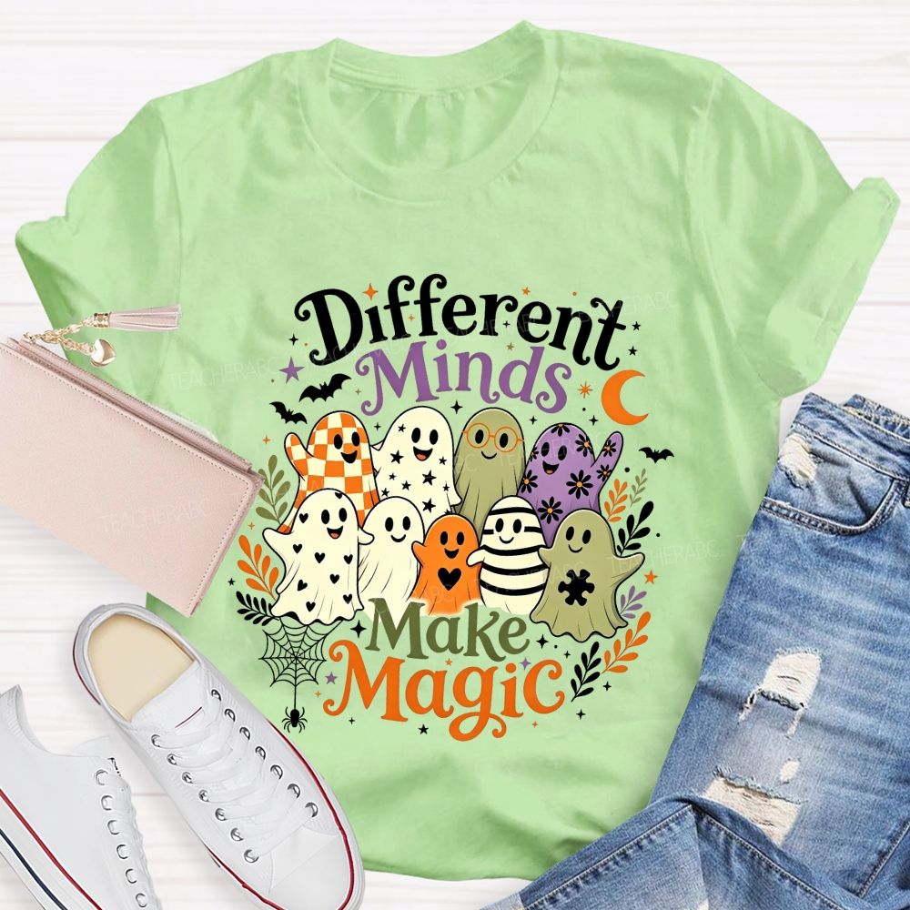 Different Minds Make Magic Ghost Halloween Special Education Teacher T-shirt
