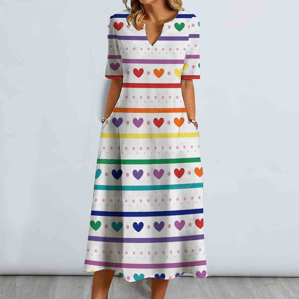 Colorful Heart Special Education Teacher Dress
