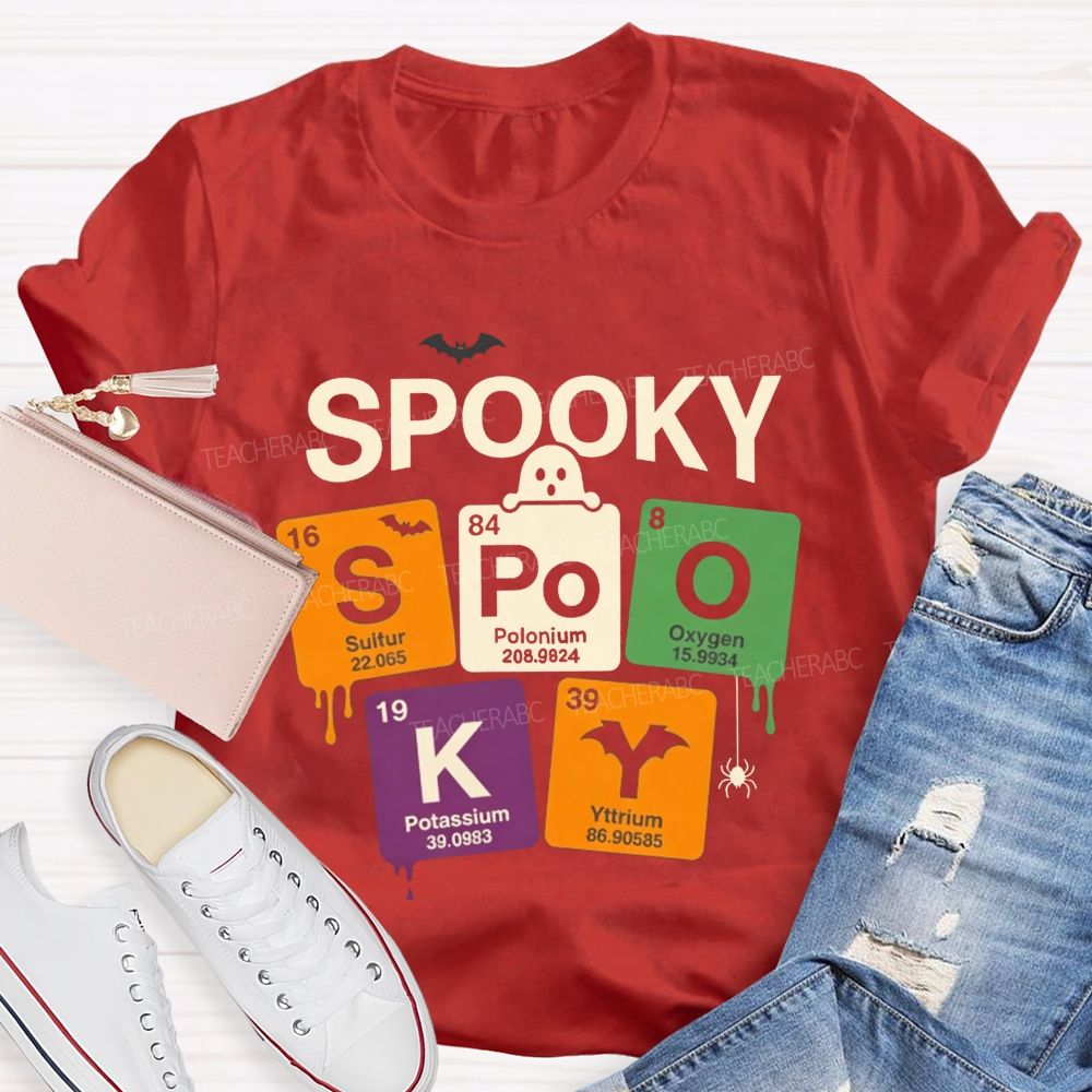 Spooky Periodic Table Elements Halloween Science Teacher T-shirt