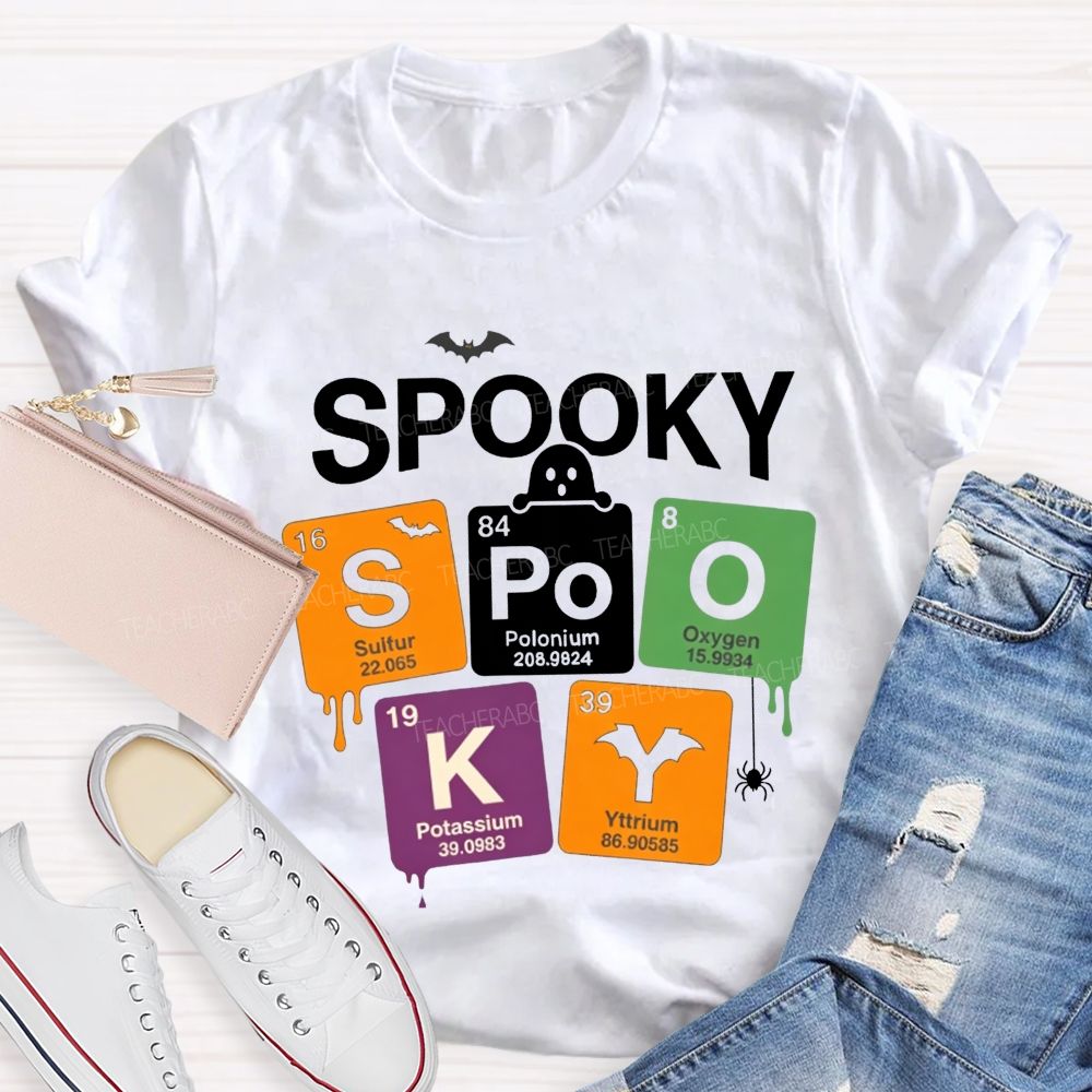Spooky Periodic Table Elements Halloween Science Teacher T-shirt