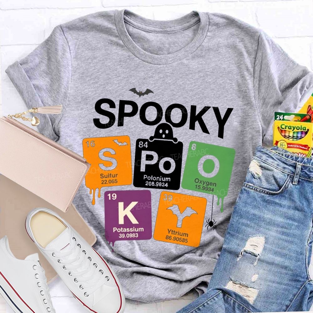 Spooky Periodic Table Elements Halloween Science Teacher T-shirt