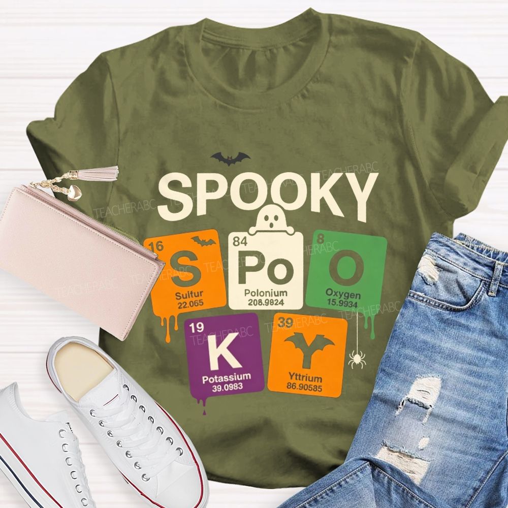 Spooky Periodic Table Elements Halloween Science Teacher T-shirt