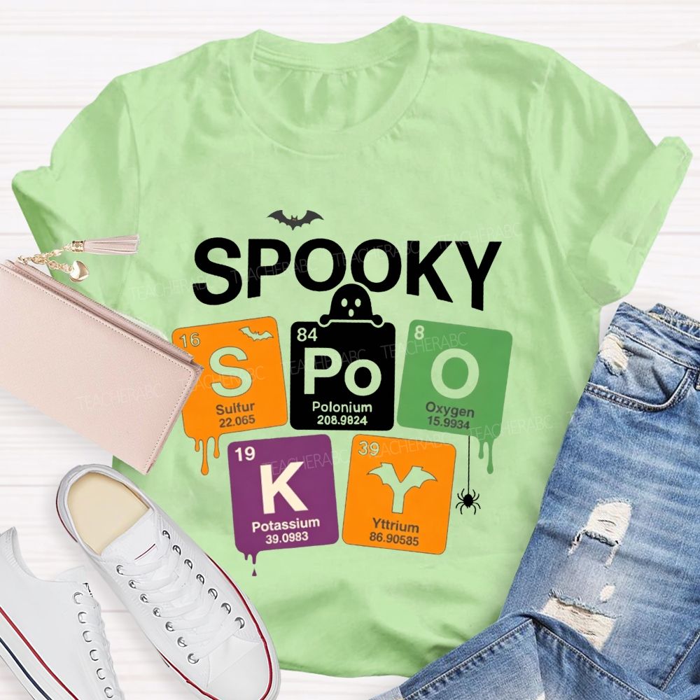 Spooky Periodic Table Elements Halloween Science Teacher T-shirt