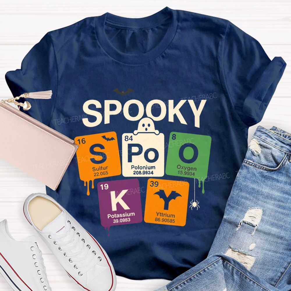 Spooky Periodic Table Elements Halloween Science Teacher T-shirt