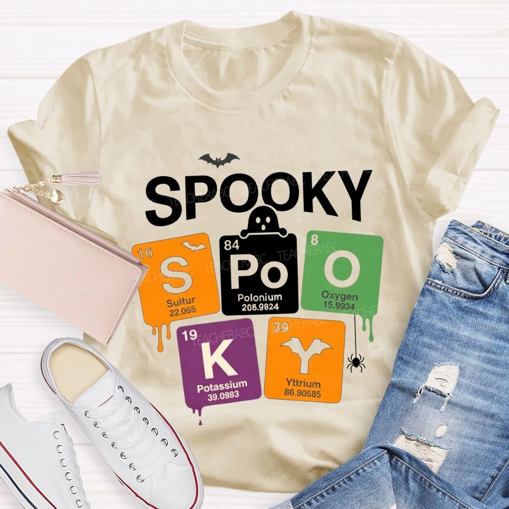 Spooky Periodic Table Elements Halloween Science Teacher T-shirt