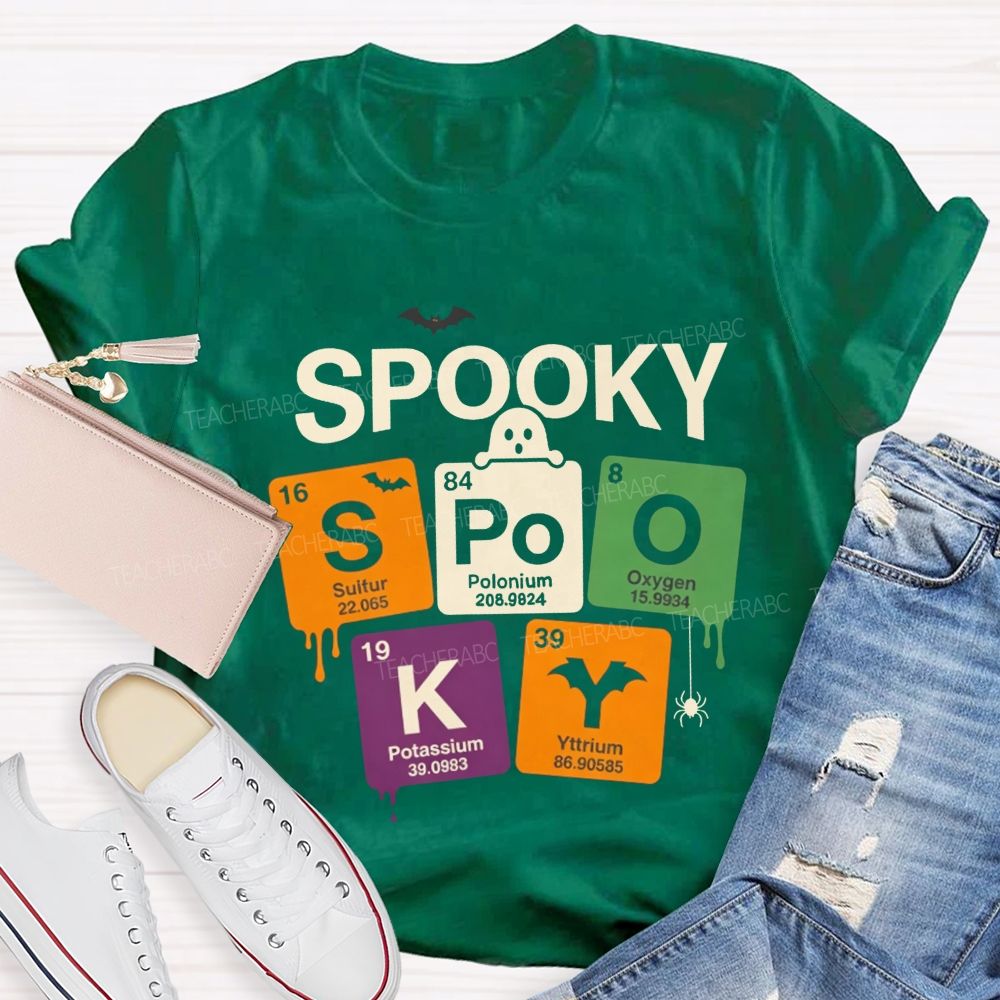 Spooky Periodic Table Elements Halloween Science Teacher T-shirt