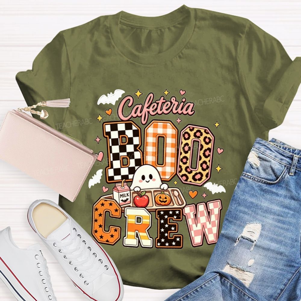 Cafeteria Boo Crew Halloween Ghost Lunch Lady T-shirt