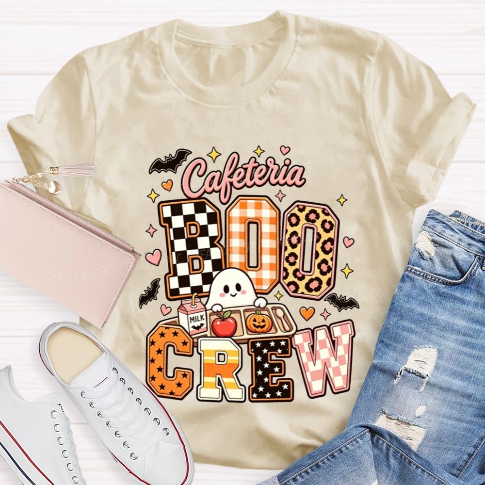 Cafeteria Boo Crew Halloween Ghost Lunch Lady T-shirt