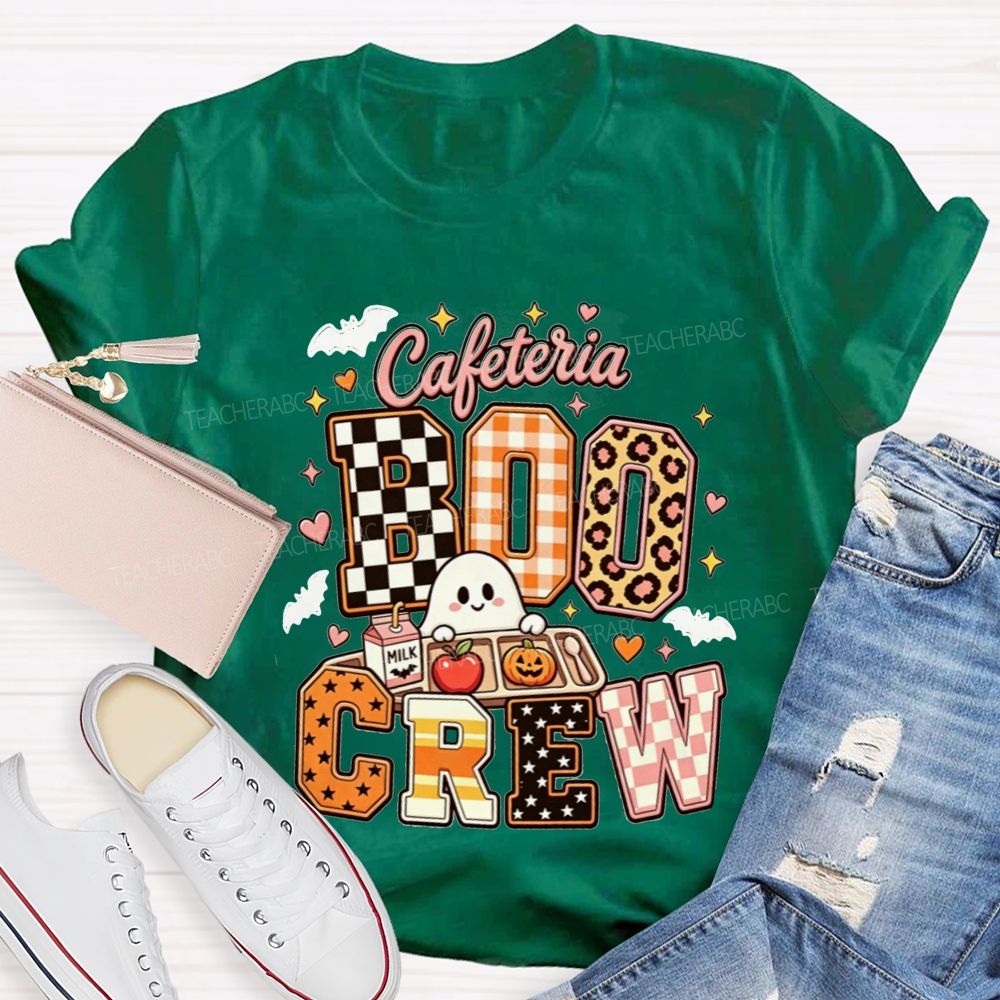 Cafeteria Boo Crew Halloween Ghost Lunch Lady T-shirt