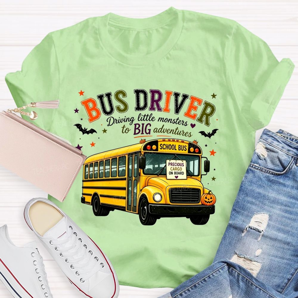 Bus Driver Driving Little Monsters To Big Adventures Halloween T-shirt