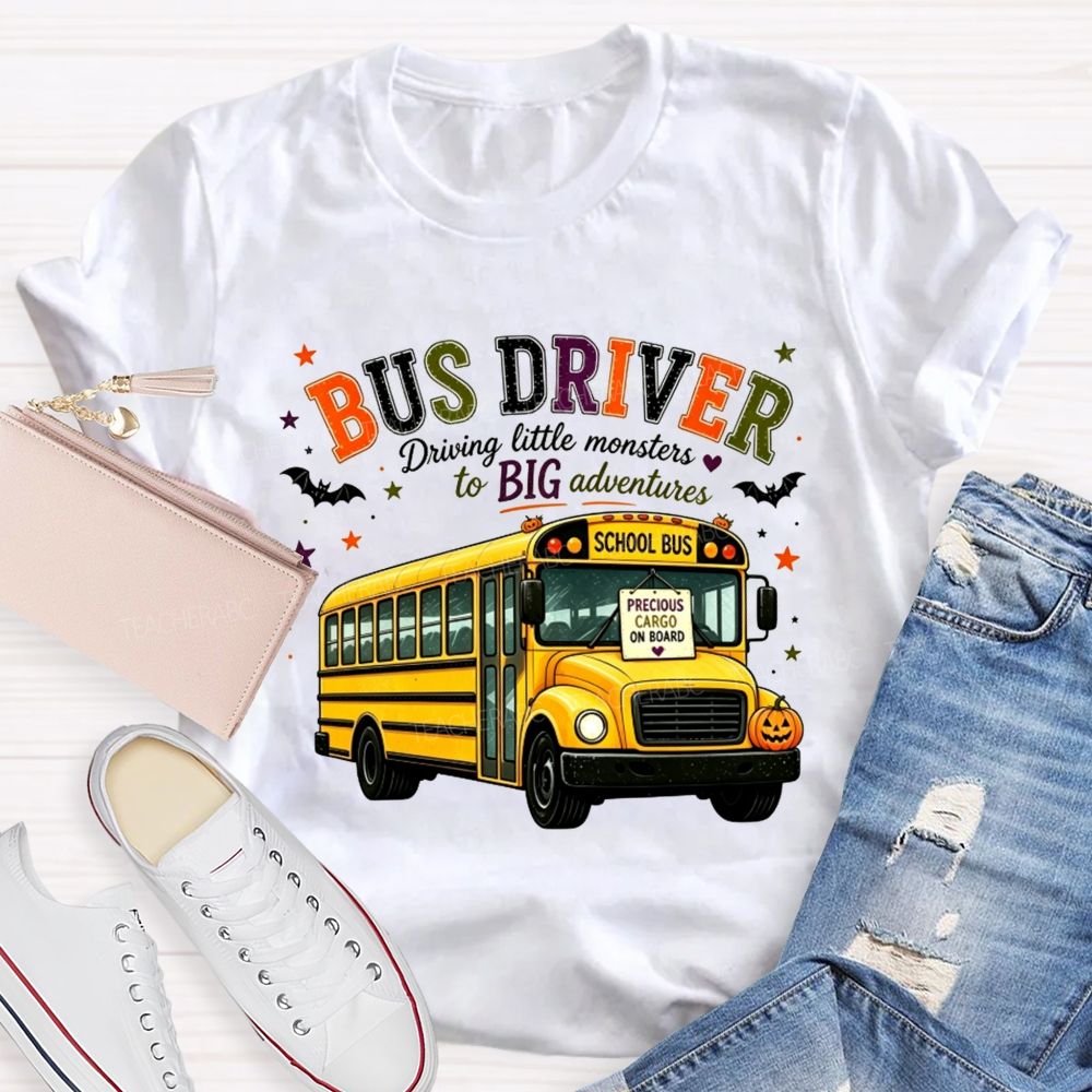 Bus Driver Driving Little Monsters To Big Adventures Halloween T-shirt