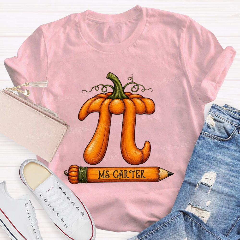 Personalized Name Pumpkin Pi Math Teacher Fall T-shirt