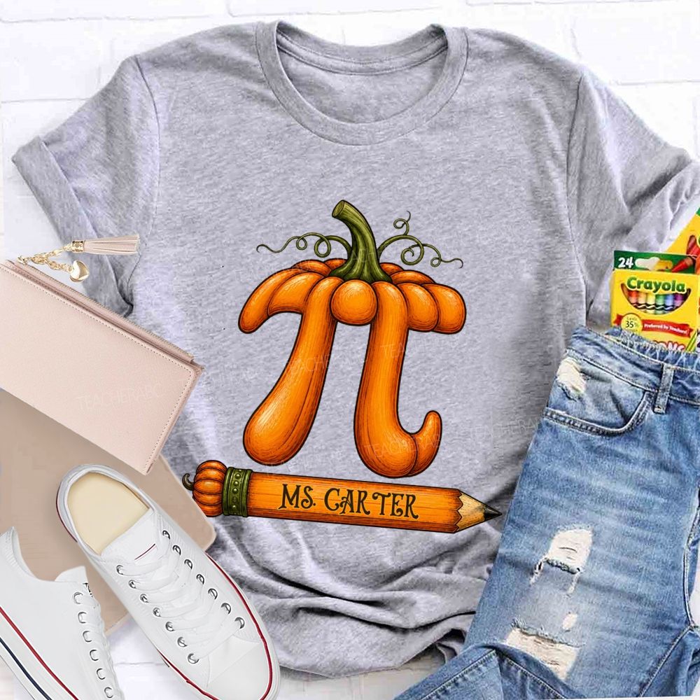 Personalized Name Pumpkin Pi Math Teacher Fall T-shirt