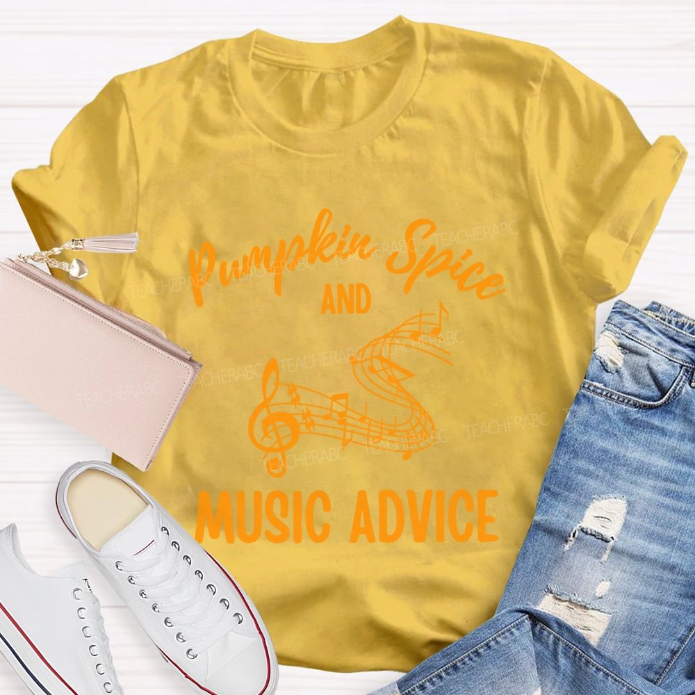 Pumpkin Spice And Music Advice Treble Clef Fall Teacher T-shirt