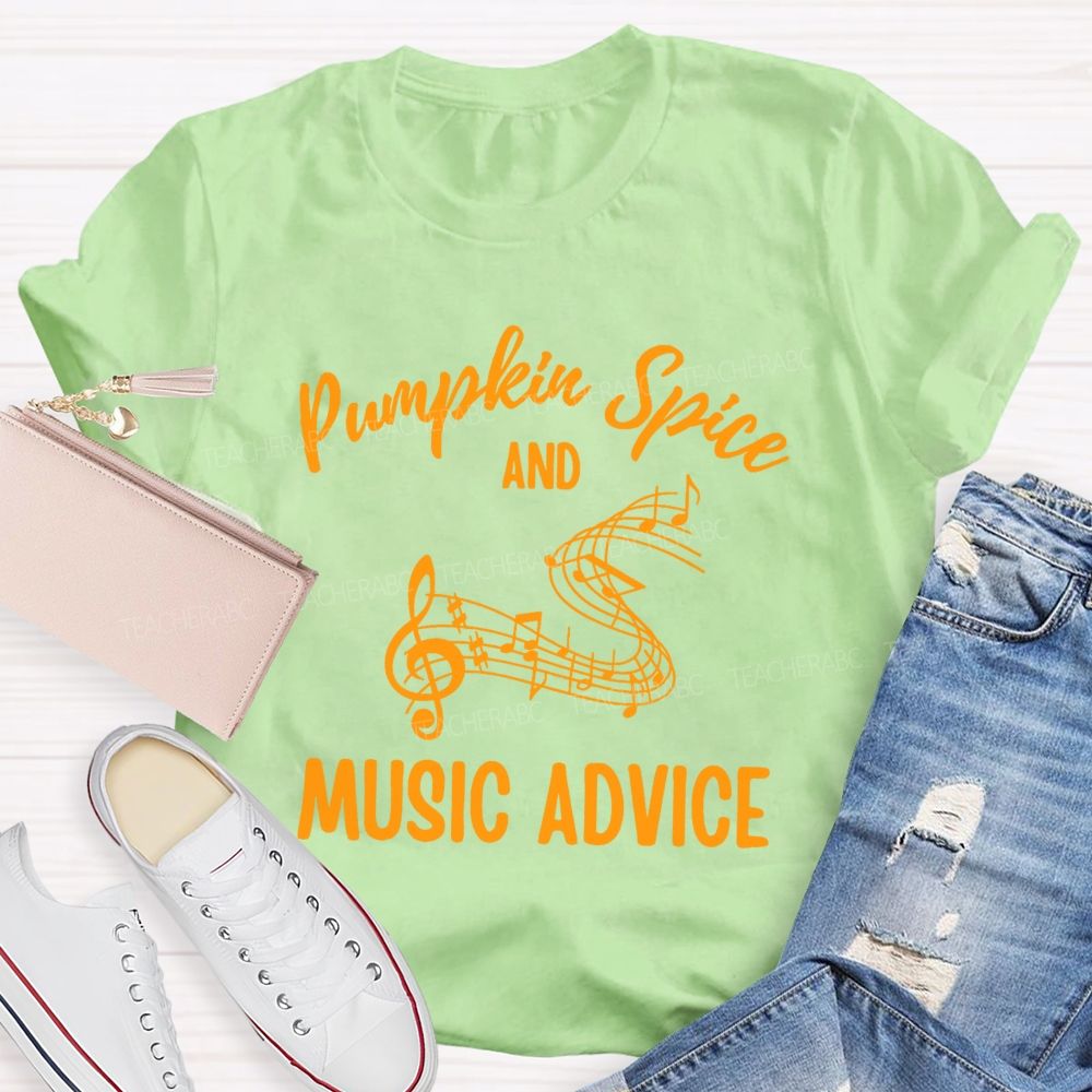 Pumpkin Spice And Music Advice Treble Clef Fall Teacher T-shirt