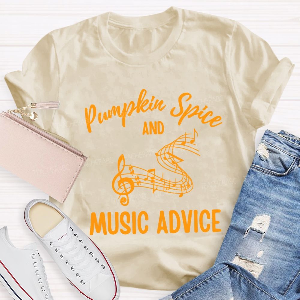 Pumpkin Spice And Music Advice Treble Clef Fall Teacher T-shirt