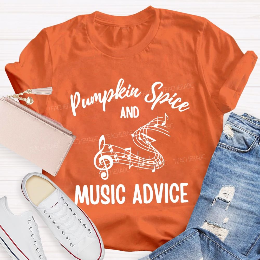Pumpkin Spice And Music Advice Treble Clef Fall Teacher T-shirt