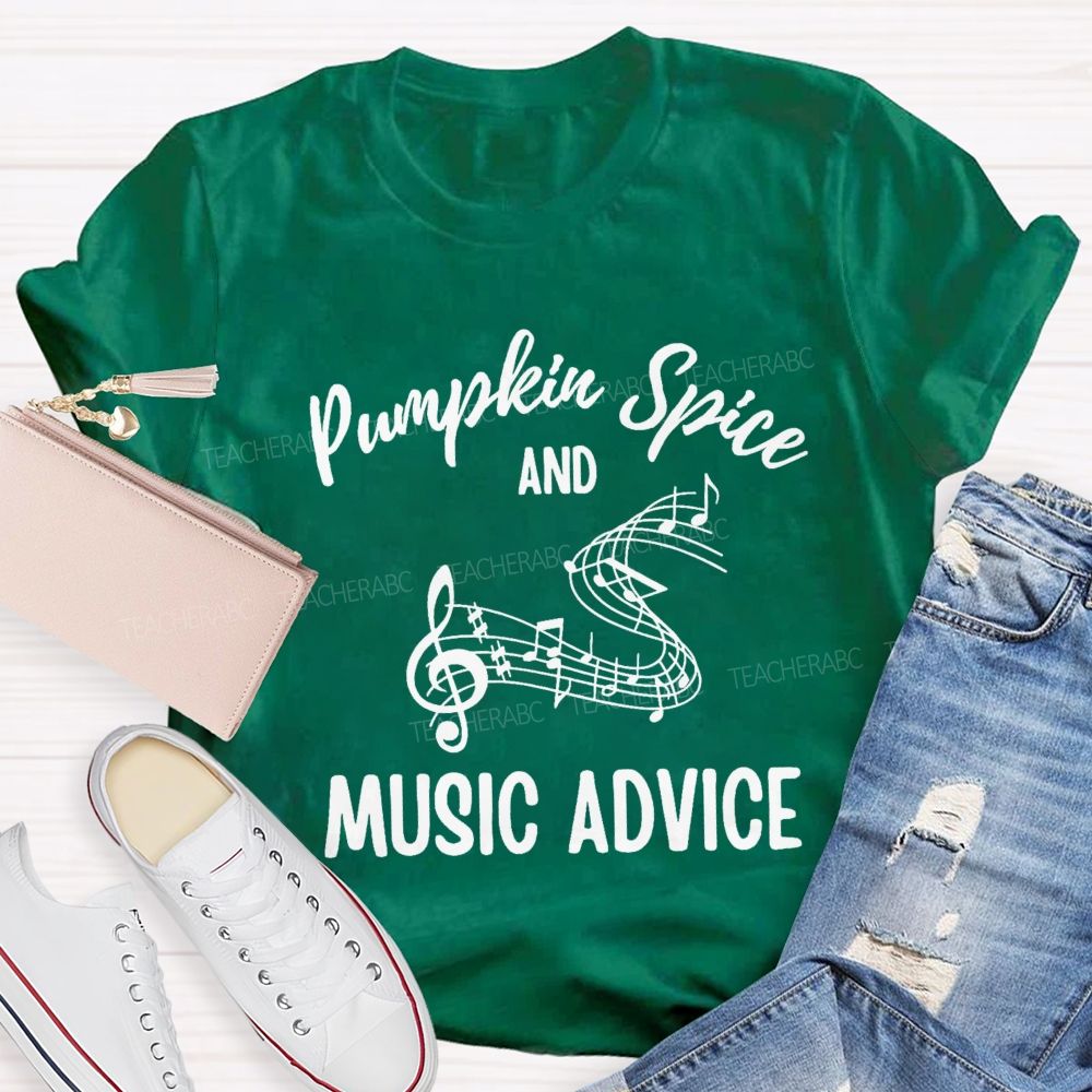 Pumpkin Spice And Music Advice Treble Clef Fall Teacher T-shirt