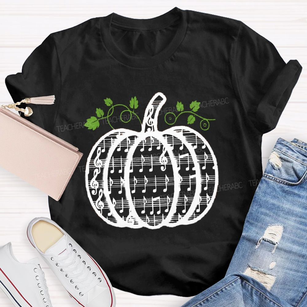 Music Notes Pumpkin Fall Music Teacher T-shirt