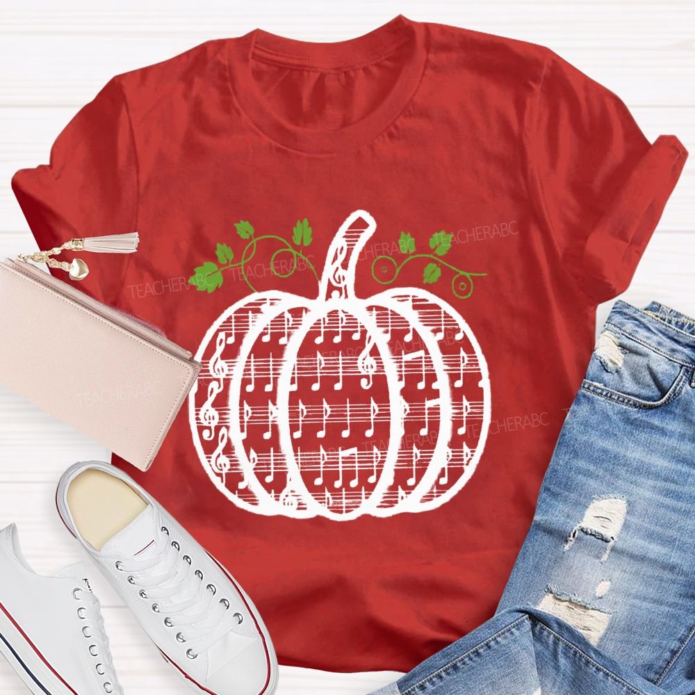 Music Notes Pumpkin Fall Music Teacher T-shirt