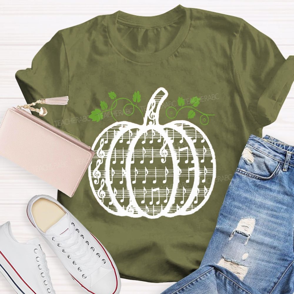 Music Notes Pumpkin Fall Music Teacher T-shirt