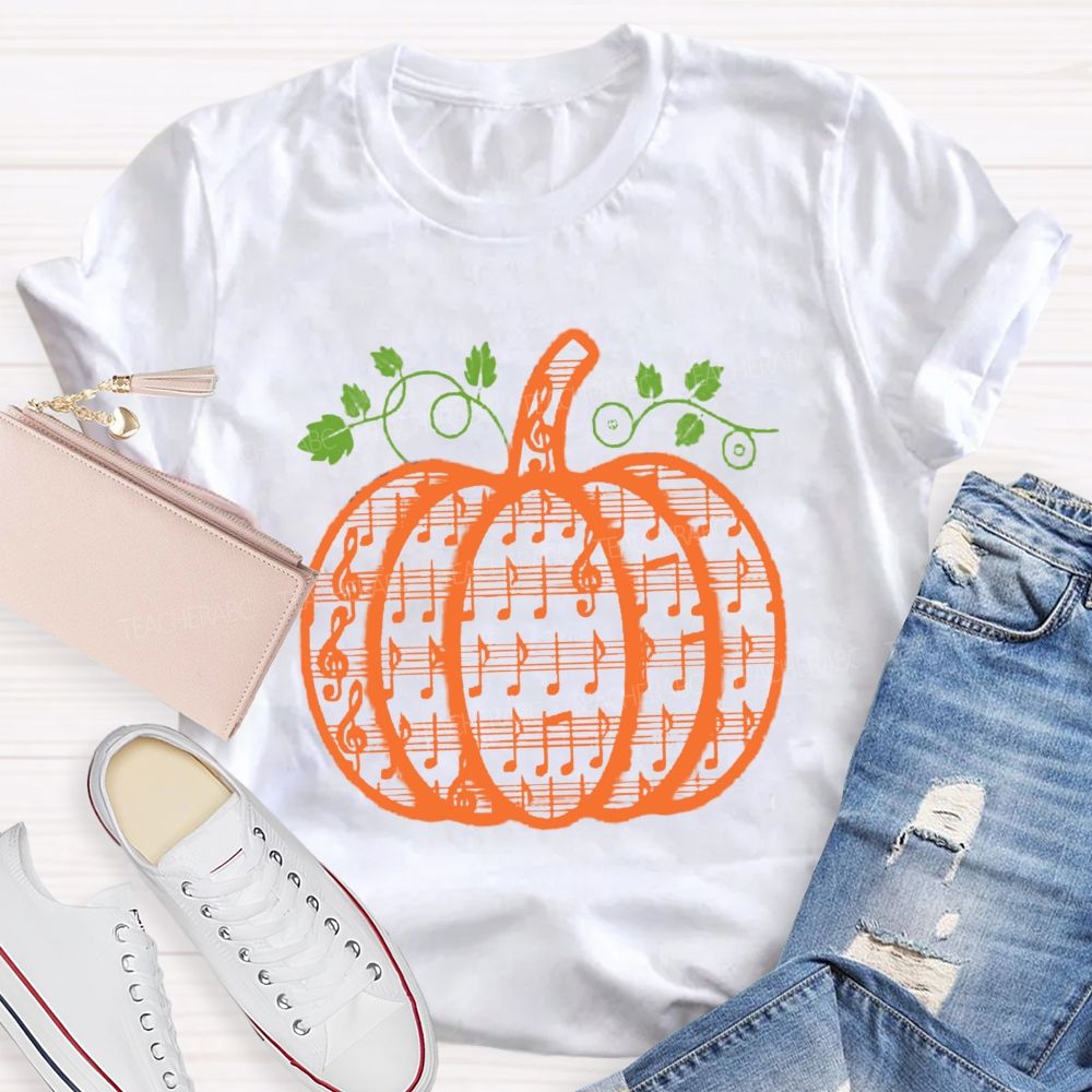 Music Notes Pumpkin Fall Music Teacher T-shirt
