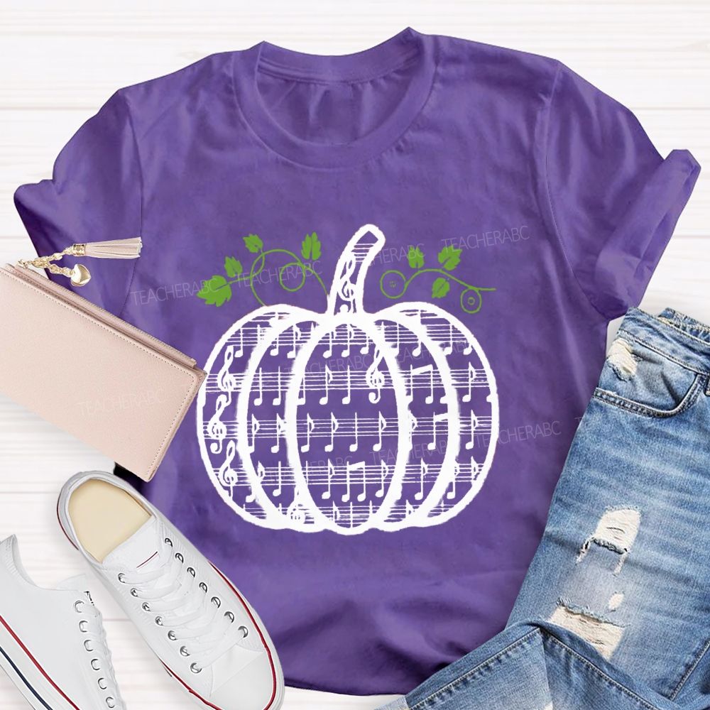 Music Notes Pumpkin Fall Music Teacher T-shirt