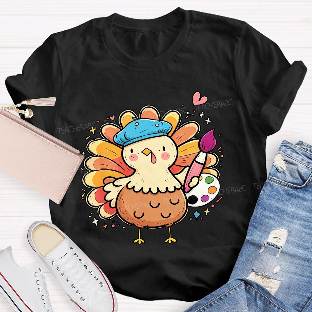 Thanksgiving Art Teacher Creating With Gratitude Teacher T-shirt