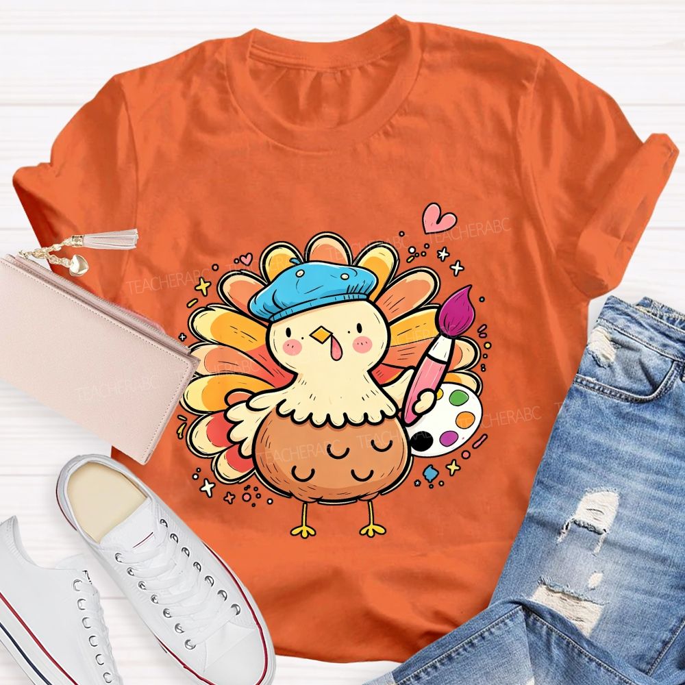 Thanksgiving Art Teacher Creating With Gratitude Teacher T-shirt
