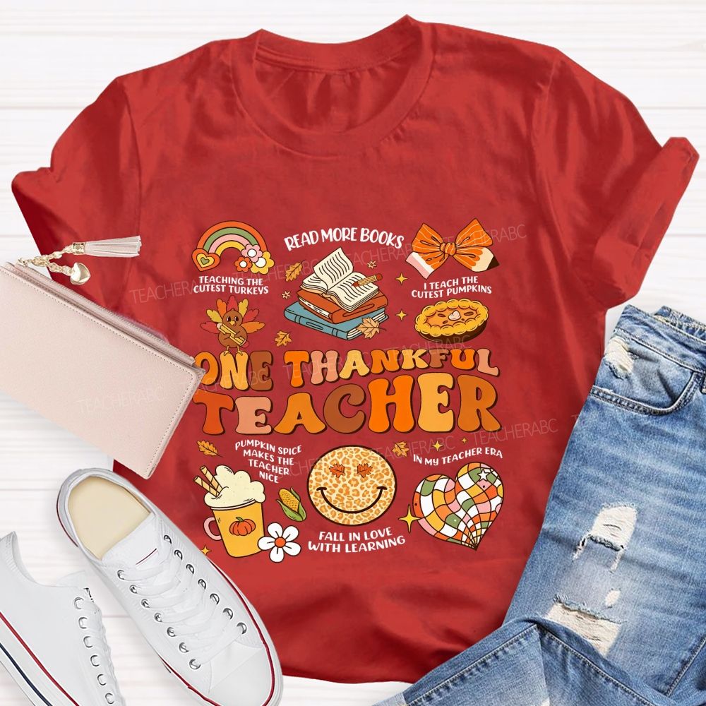 One Thankful Teacher Fall Thanksgiving Teacher T-shirt