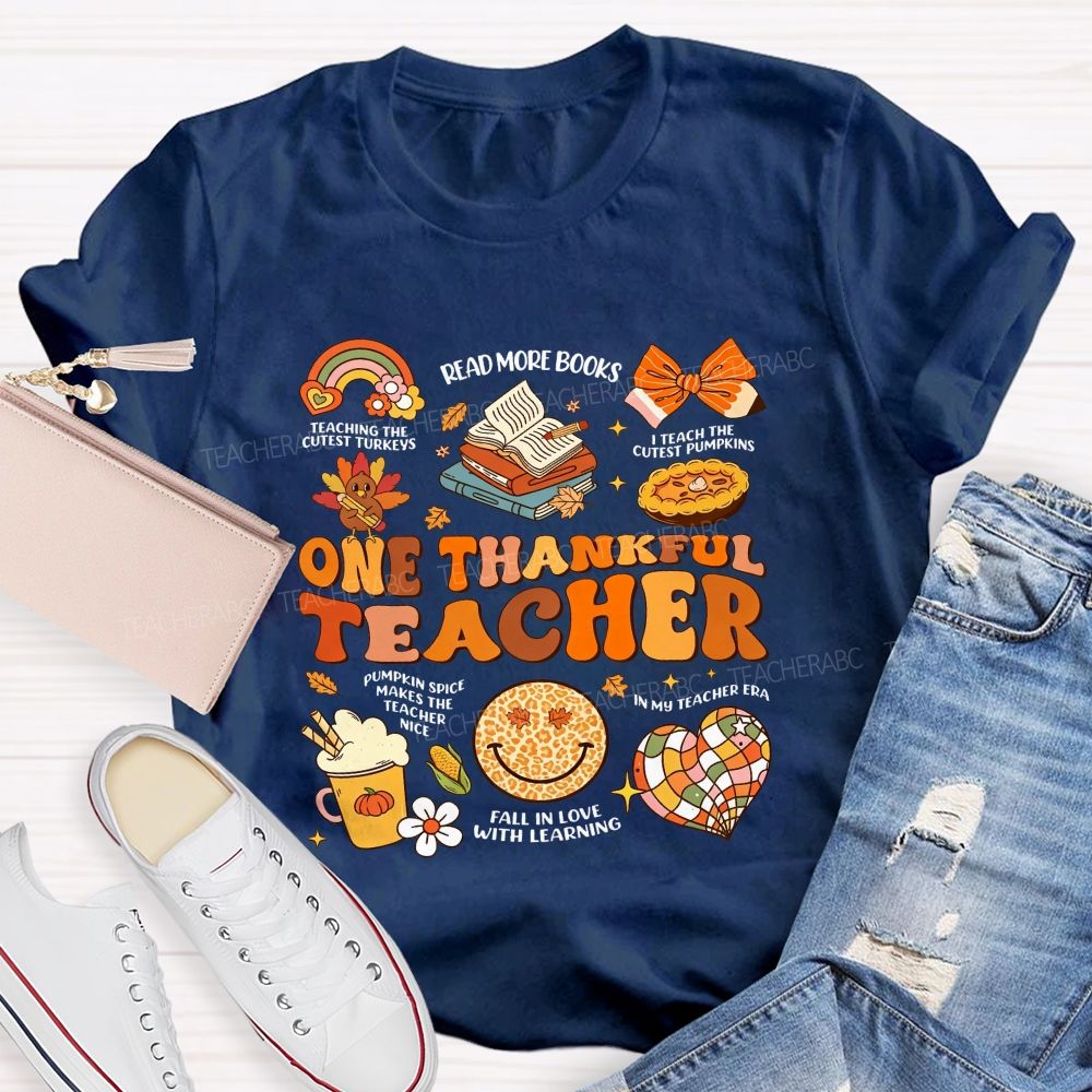 One Thankful Teacher Fall Thanksgiving Teacher T-shirt