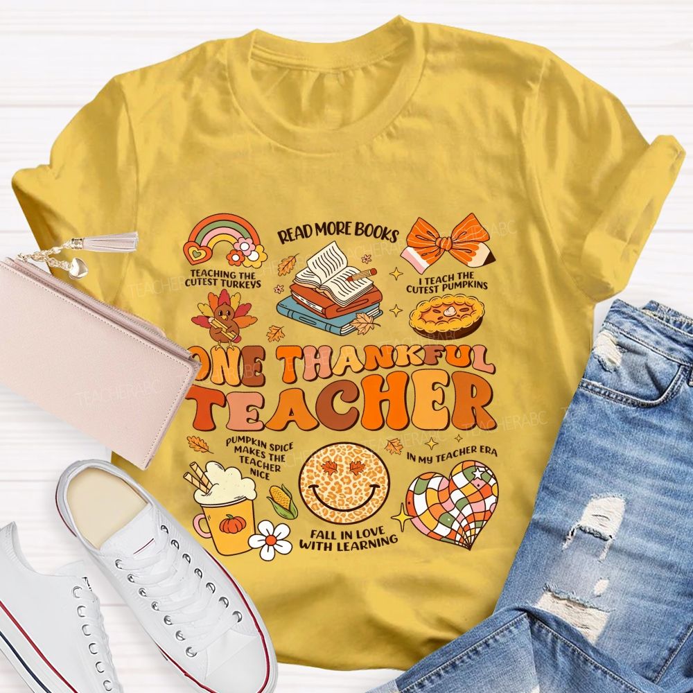 One Thankful Teacher Fall Thanksgiving Teacher T-shirt