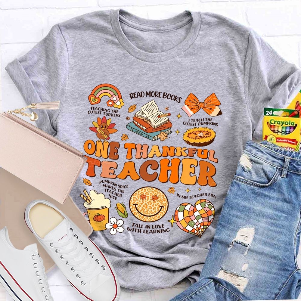One Thankful Teacher Fall Thanksgiving Teacher T-shirt