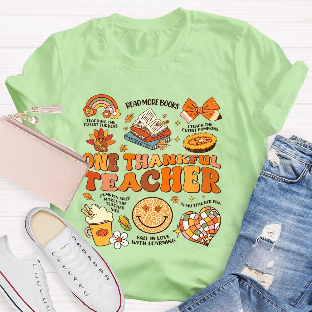 One Thankful Teacher Fall Thanksgiving Teacher T-shirt