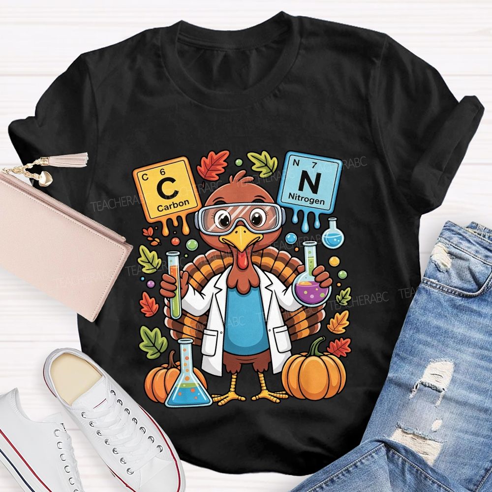Thanksgiving Science Teacher Turkey Chemist Fall Teacher T-shirt