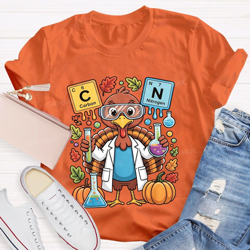 Thanksgiving Science Teacher Turkey Chemist Fall Teacher T-shirt