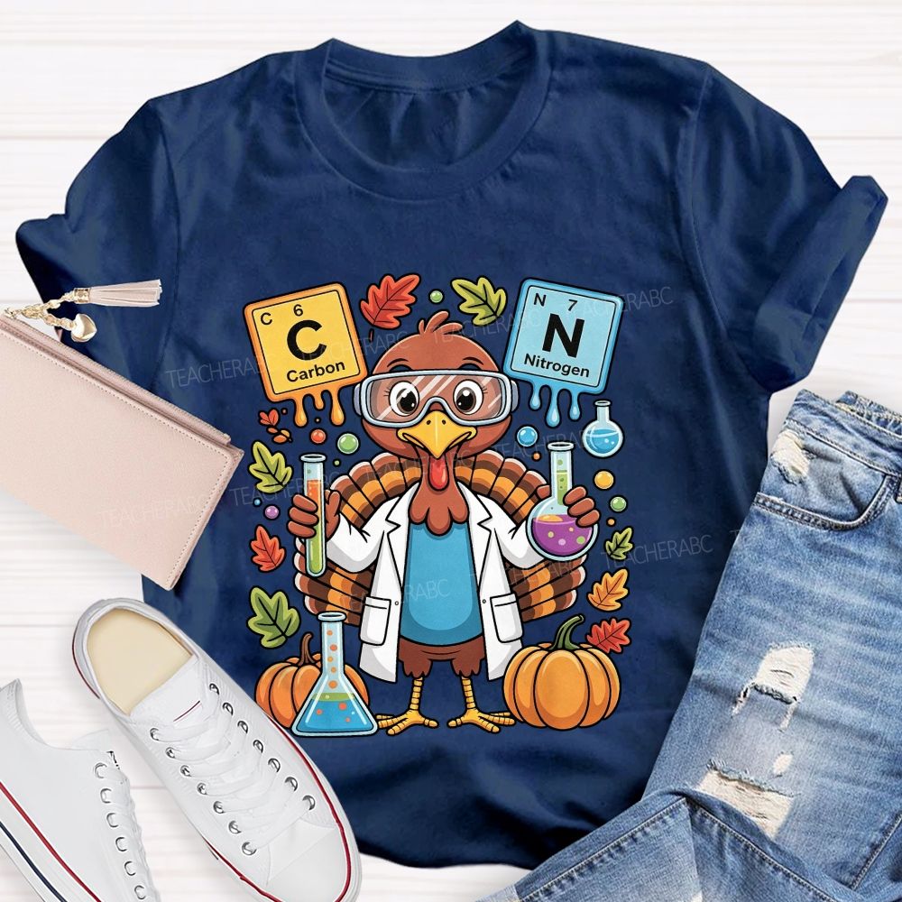 Thanksgiving Science Teacher Turkey Chemist Fall Teacher T-shirt