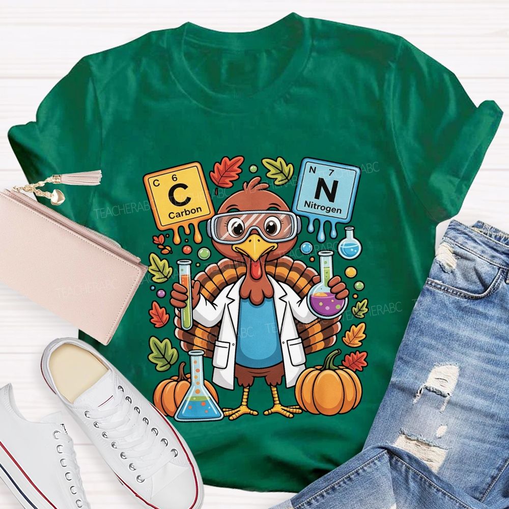 Thanksgiving Science Teacher Turkey Chemist Fall Teacher T-shirt