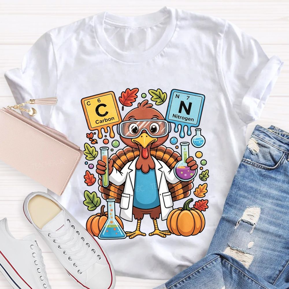 Thanksgiving Science Teacher Turkey Chemist Fall Teacher T-shirt