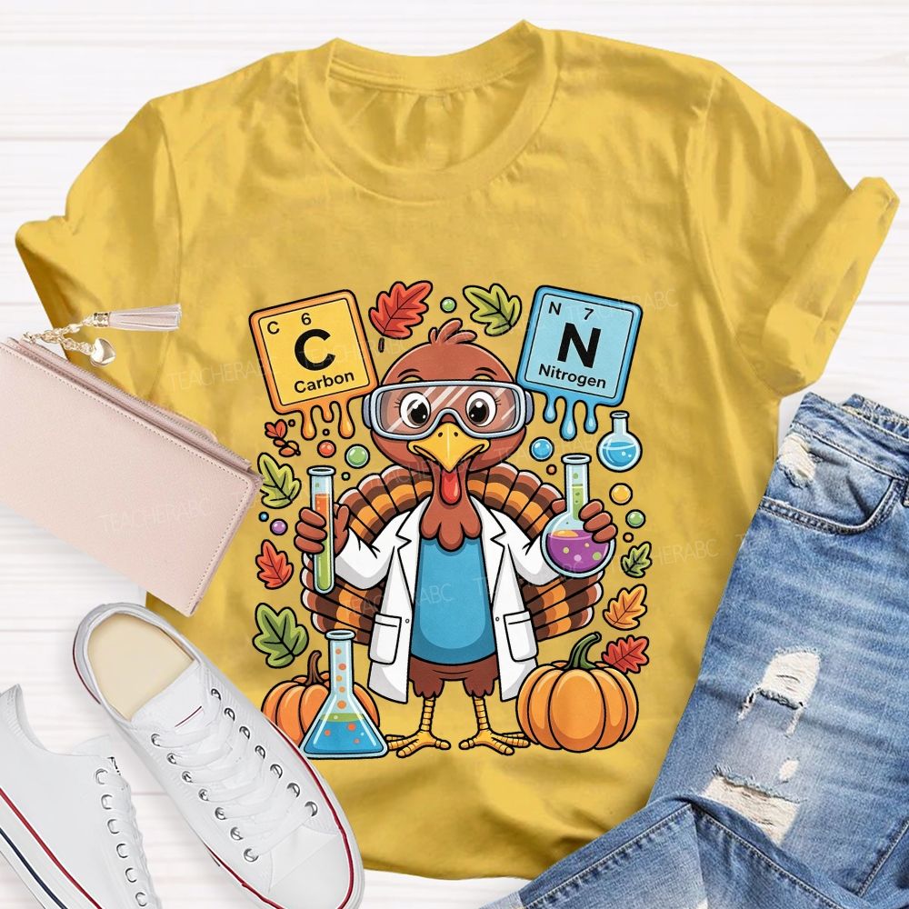 Thanksgiving Science Teacher Turkey Chemist Fall Teacher T-shirt
