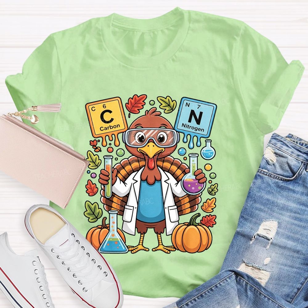 Thanksgiving Science Teacher Turkey Chemist Fall Teacher T-shirt