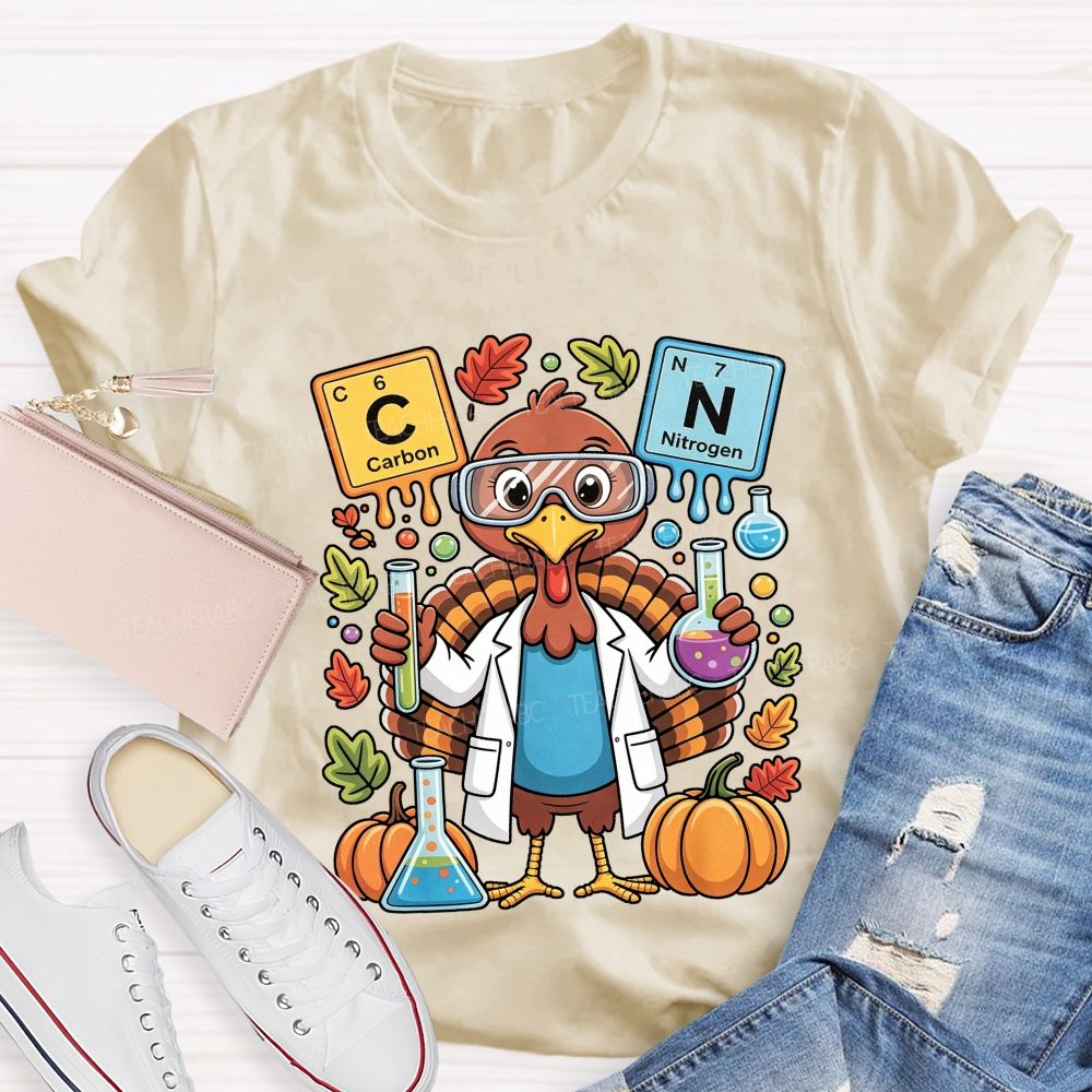 Thanksgiving Science Teacher Turkey Chemist Fall Teacher T-shirt