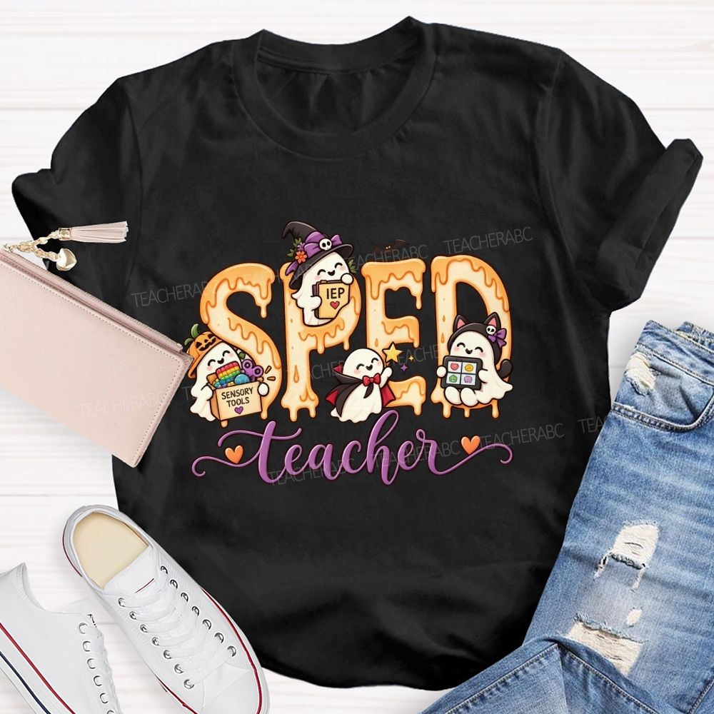 Sped Teacher Halloween Ghost Special Education Teacher T-shirt