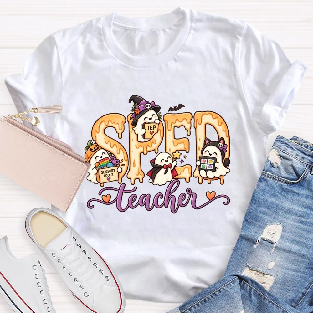 Sped Teacher Halloween Ghost Special Education Teacher T-shirt