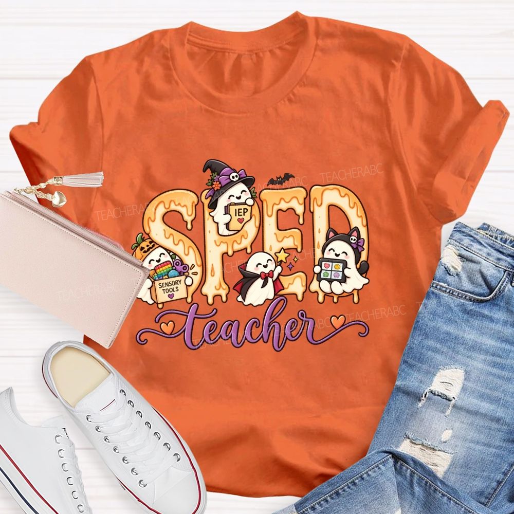 Sped Teacher Halloween Ghost Special Education Teacher T-shirt