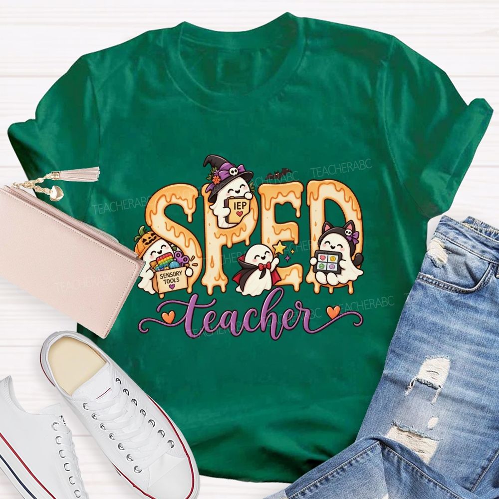Sped Teacher Halloween Ghost Special Education Teacher T-shirt