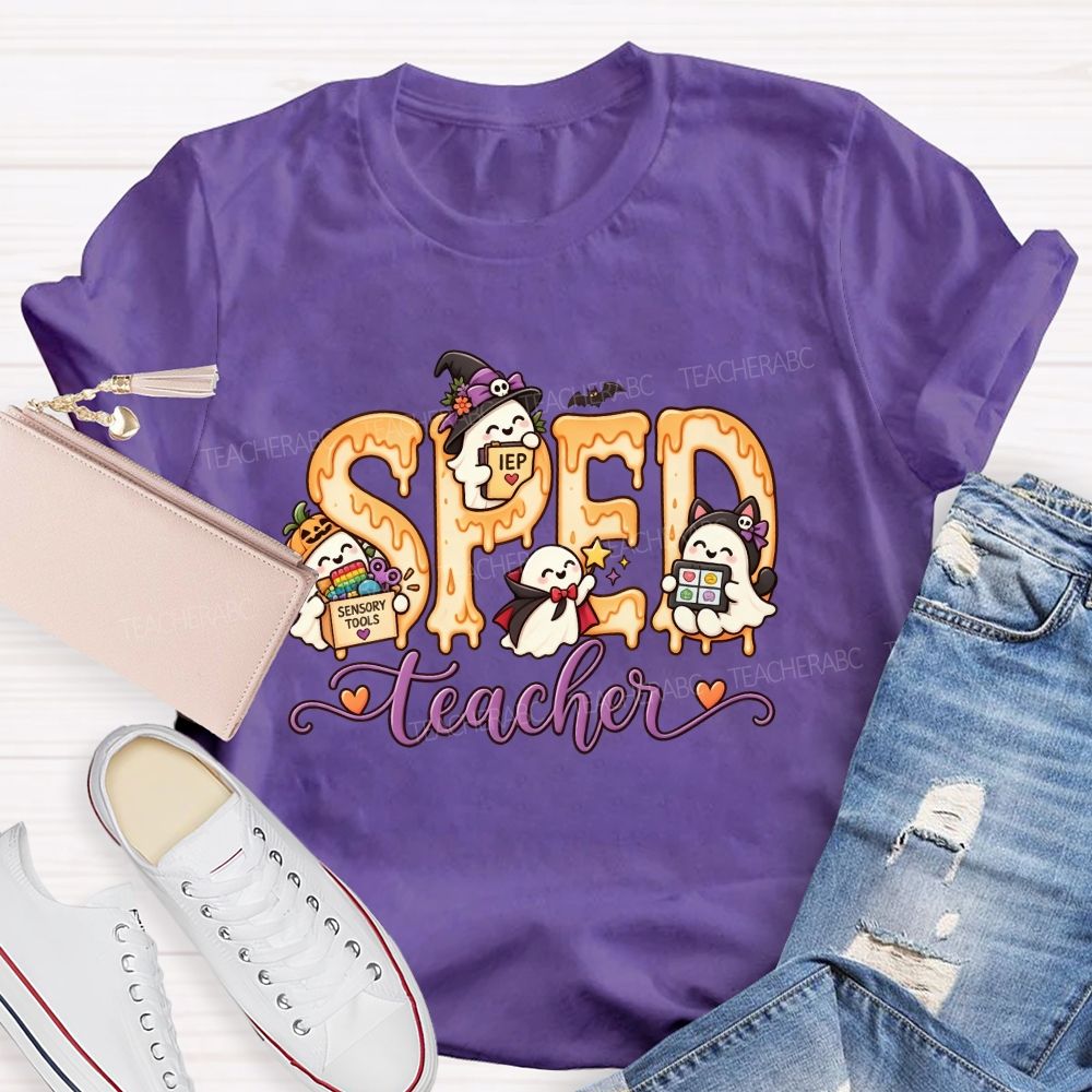 Sped Teacher Halloween Ghost Special Education Teacher T-shirt