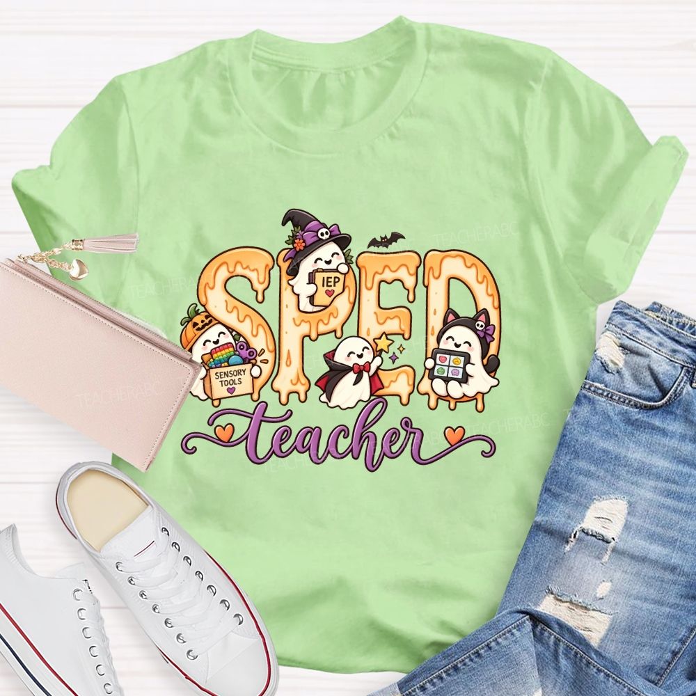 Sped Teacher Halloween Ghost Special Education Teacher T-shirt