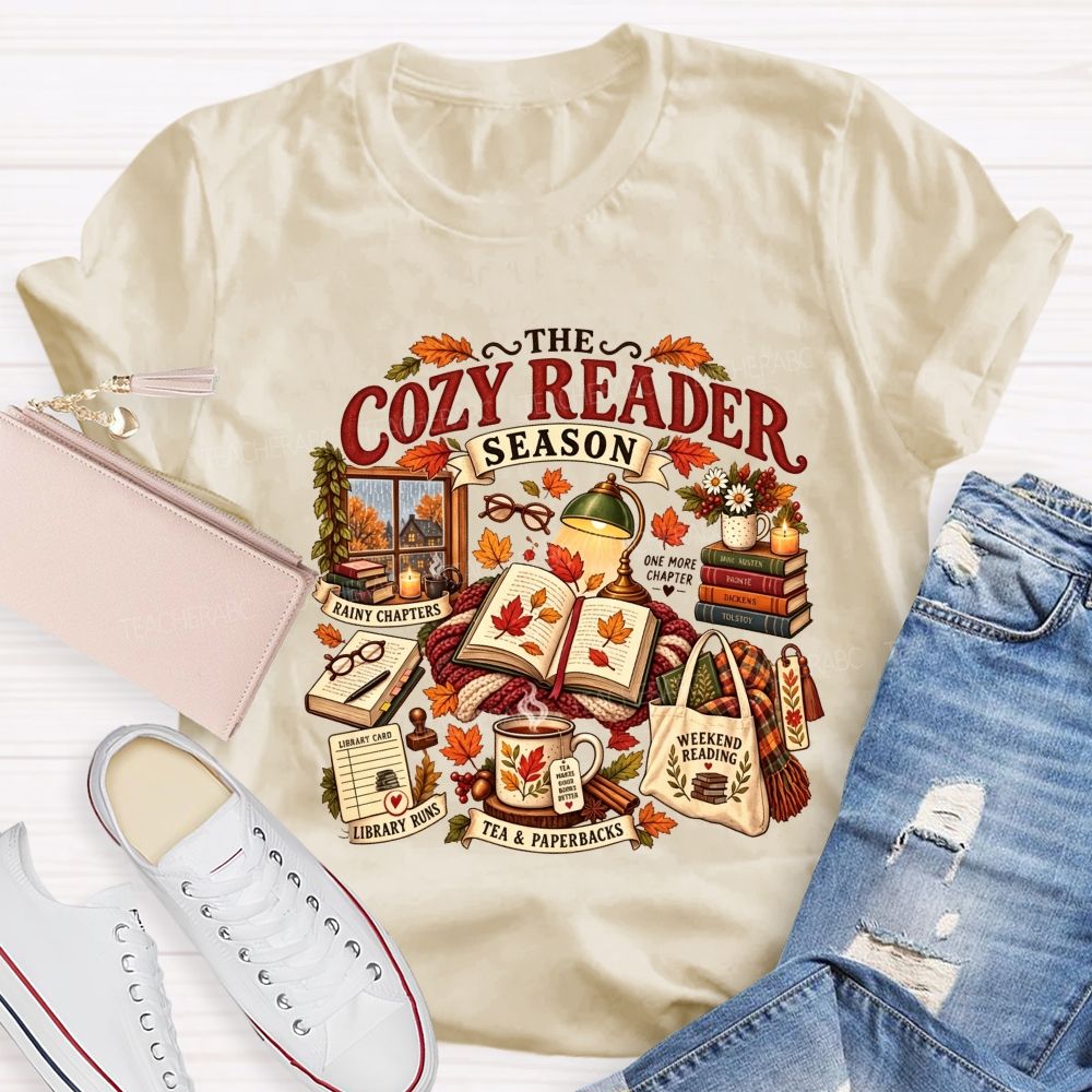 The Cozy Reader Season And Fall Book Lover Teacher T-shirt